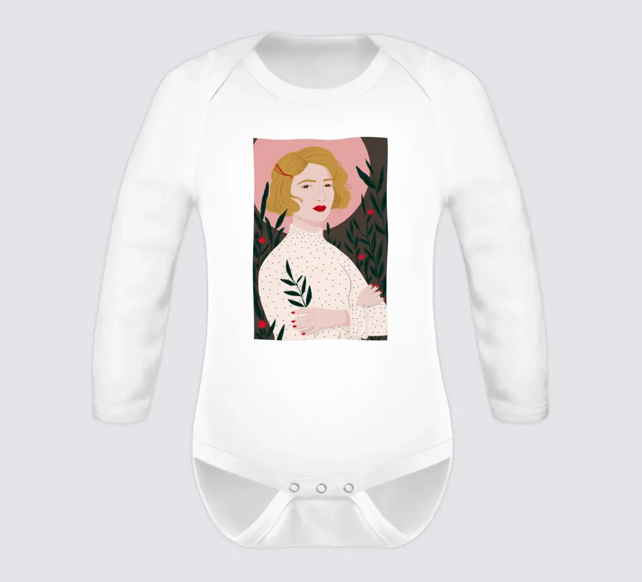 Sguardo poetico botanico body neonato maniche lunghe da Veil Maya