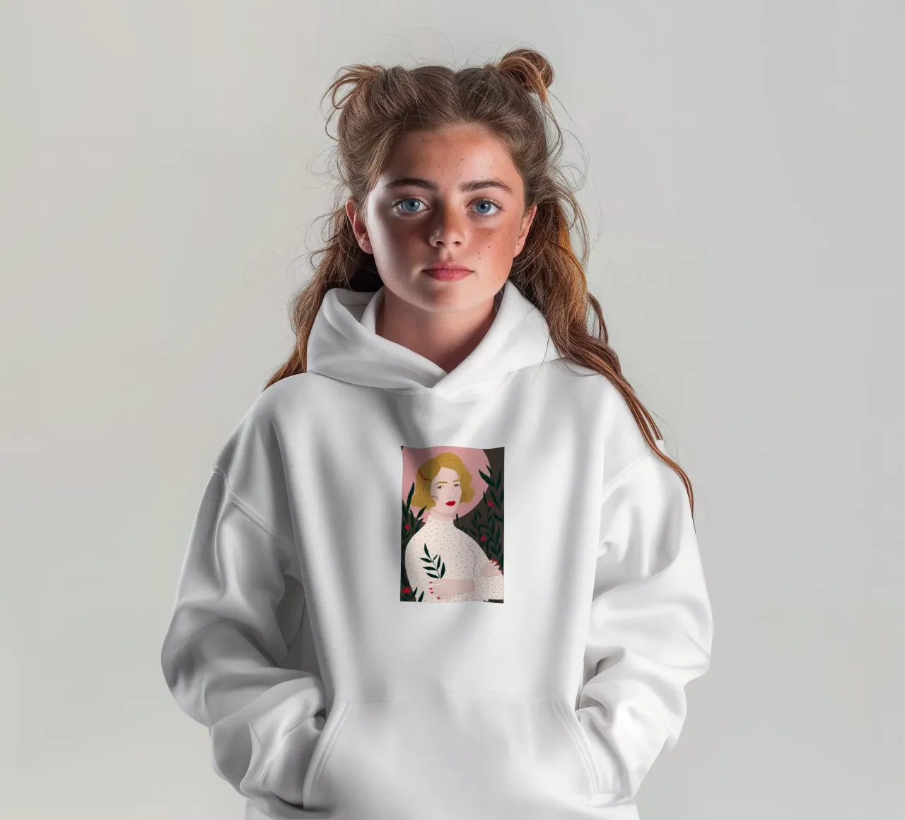 Sguardo poetico botanico felpa bambino con cappuccio da Veil Maya