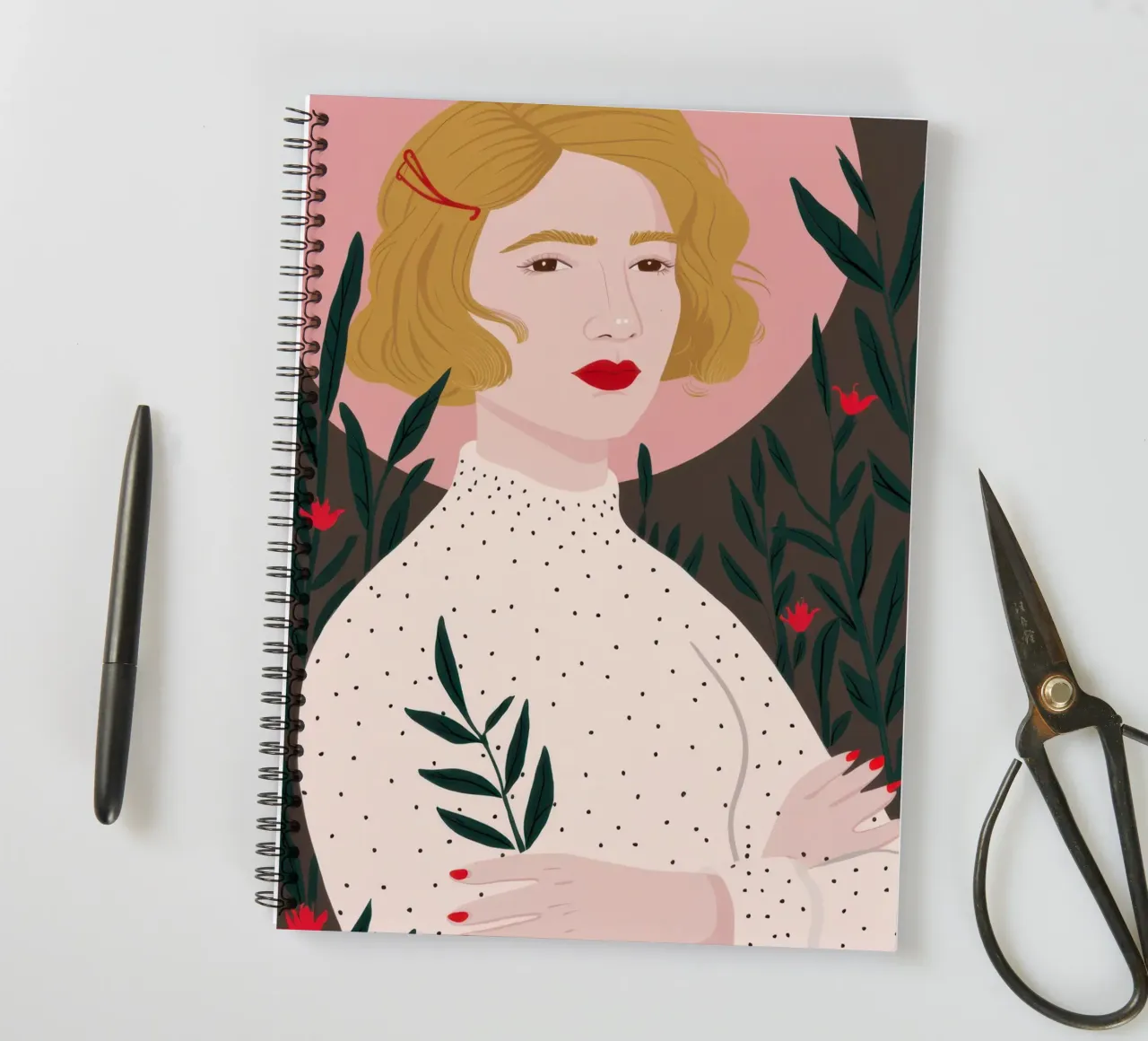 Poetic Botanical Gaze spiral notebook by Veil Maya