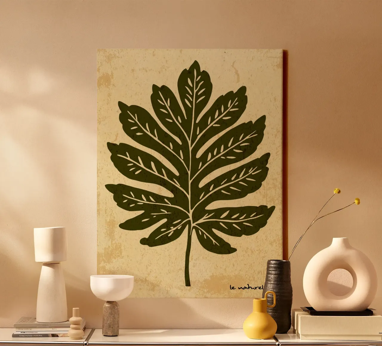 Olijfgroen blad canvas met Baklijst van DanielDesign