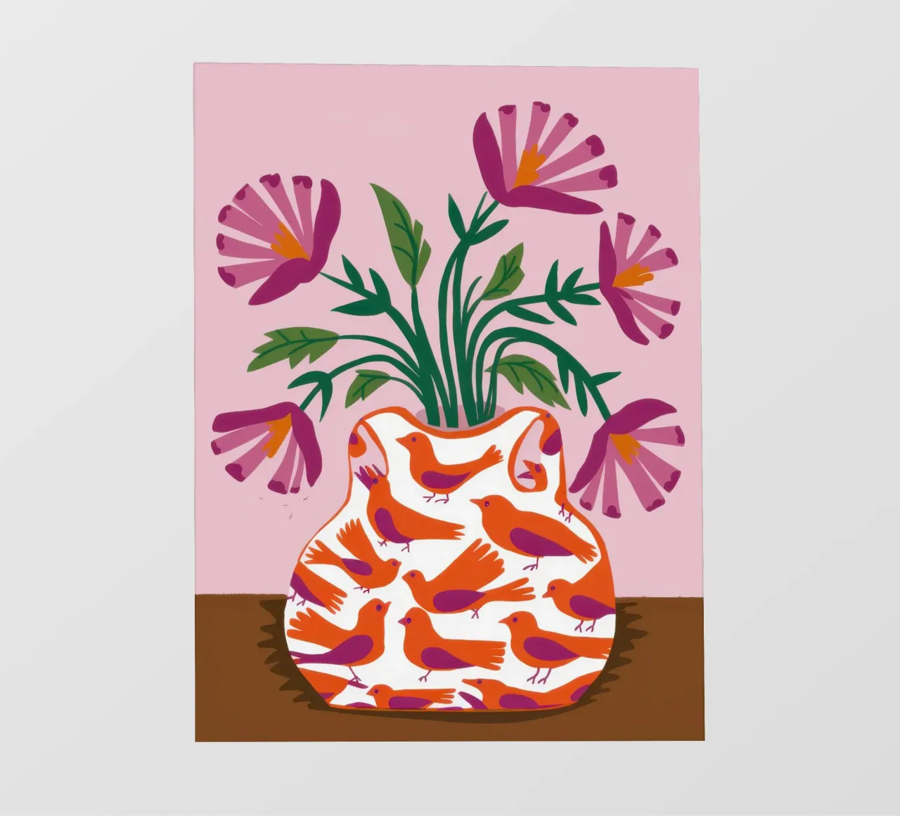 Poppies in a Patterned Vase photo wallpaper by Flock Reverie