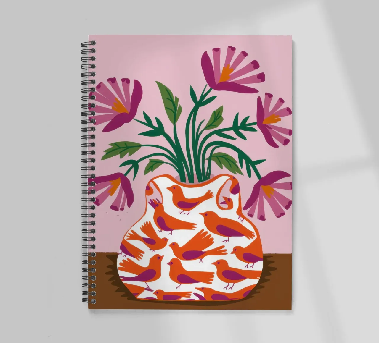 Poppies in a Patterned Vase spiral notebook by Flock Reverie