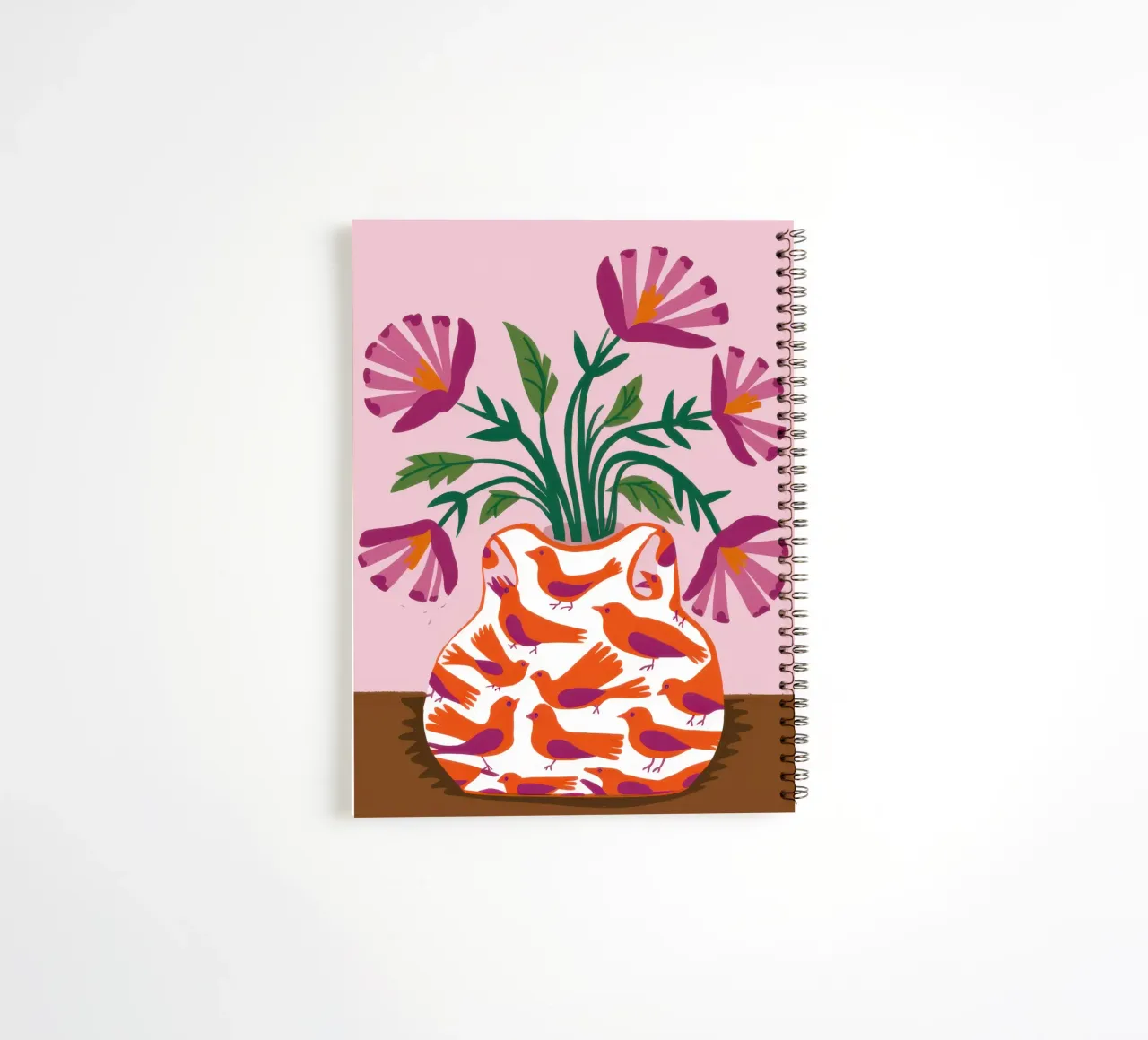 Poppies in a Patterned Vase spiral notebook by Flock Reverie