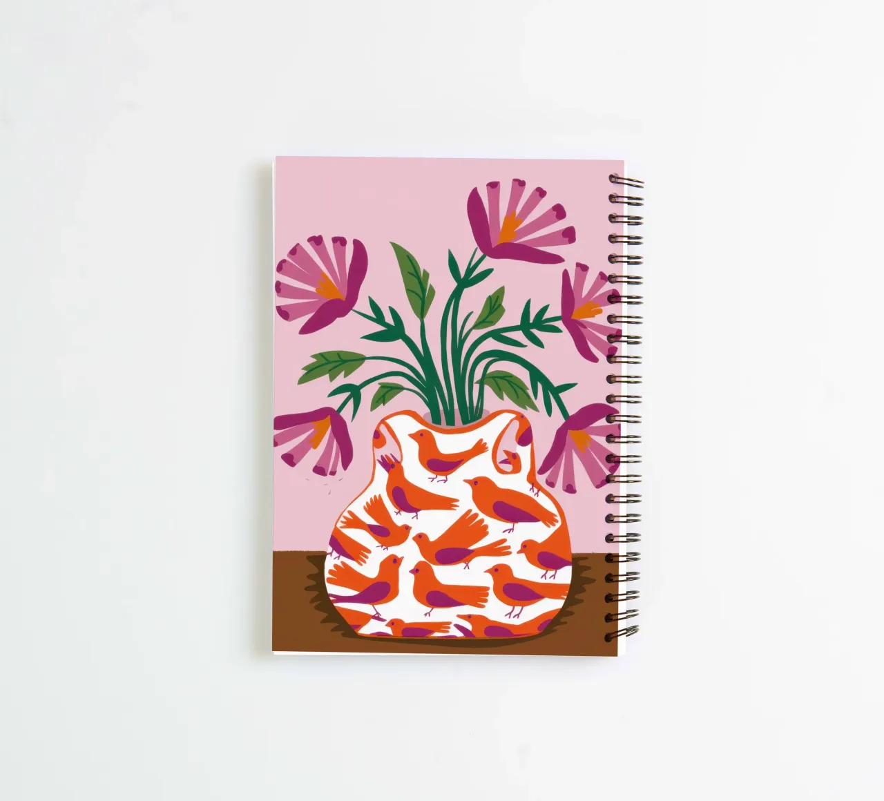 Poppies in a Patterned Vase spiral notebook by Flock Reverie