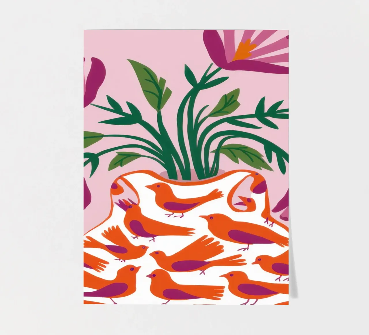 Mohnblumen in einer gemusterten Vase Stickerbogen von Flock Reverie
