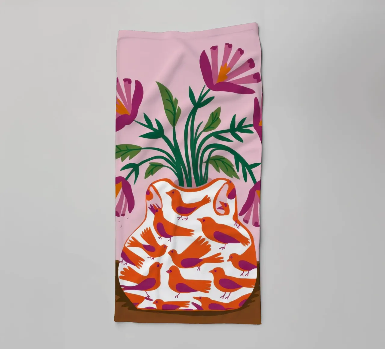 Poppies in a Patterned Vase towel by Flock Reverie