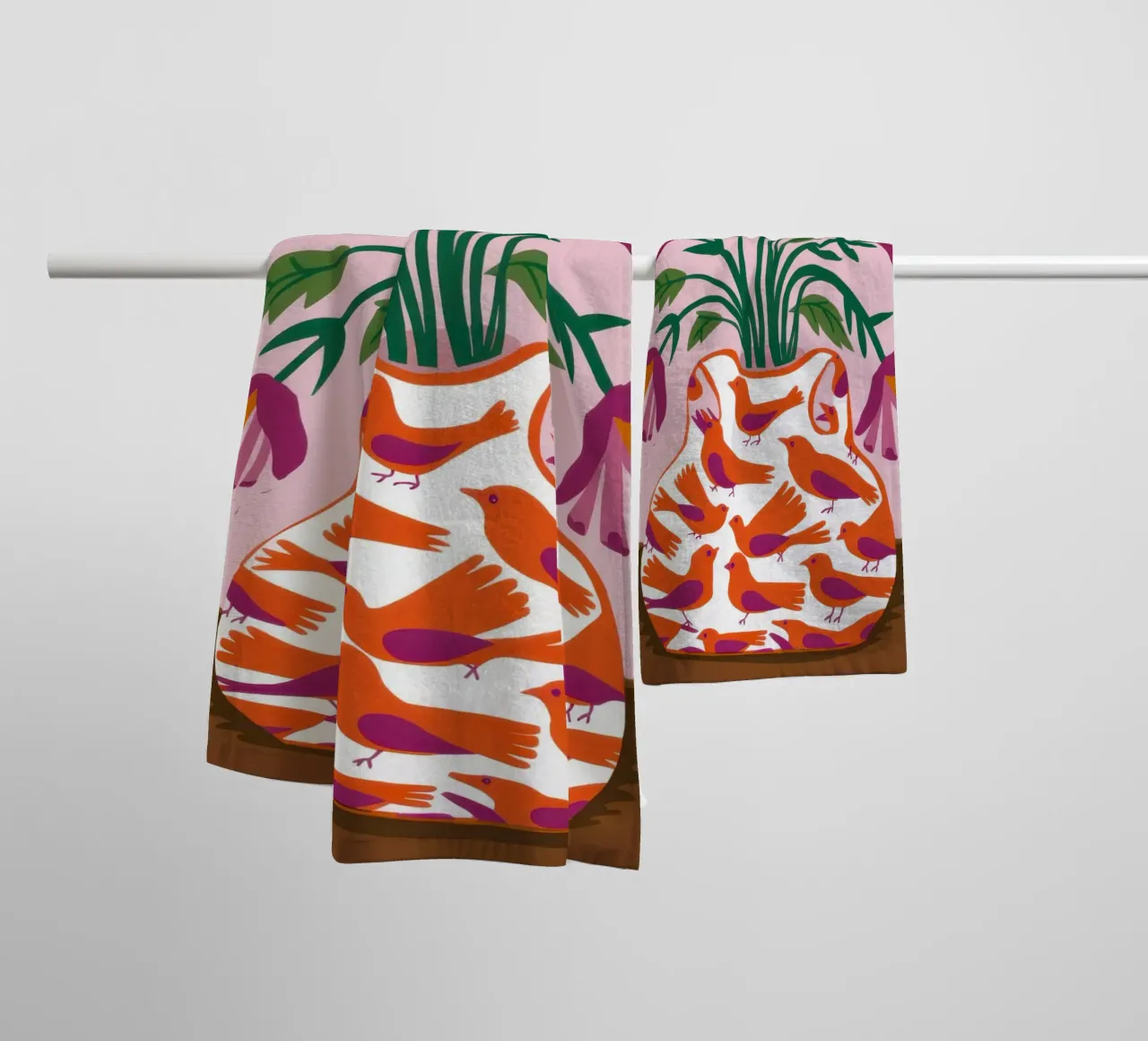 Poppies in a Patterned Vase towel by Flock Reverie