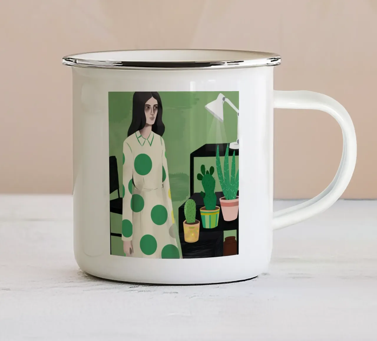 Luce verde a pois tazza in smalto da Prism Ritual