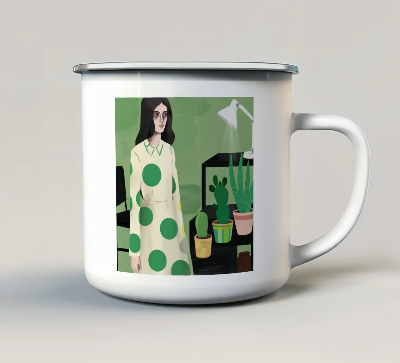 Luce verde a pois tazza in smalto da Prism Ritual