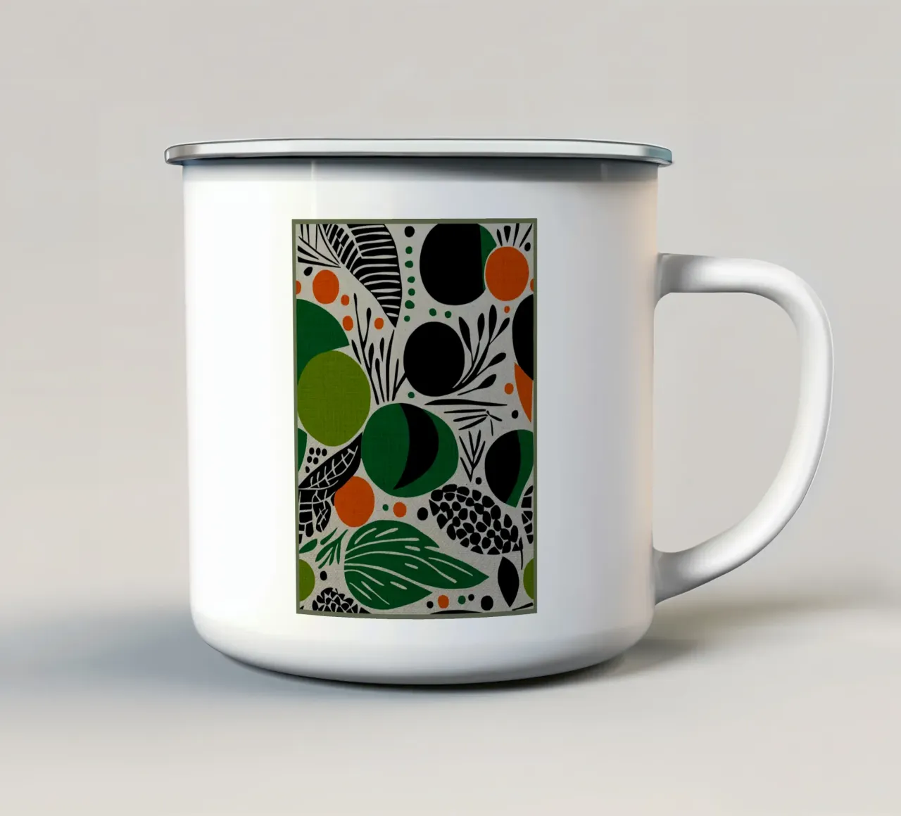 Groene abstracte natuur kunst emaille mok van Andrew S Morrison
