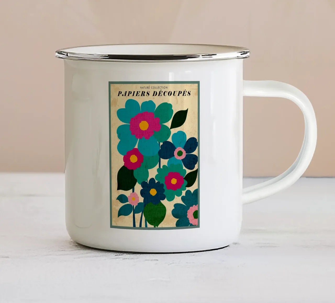 Bloemenpatroon Kunstdruk emaille mok van Andrew S Morrison