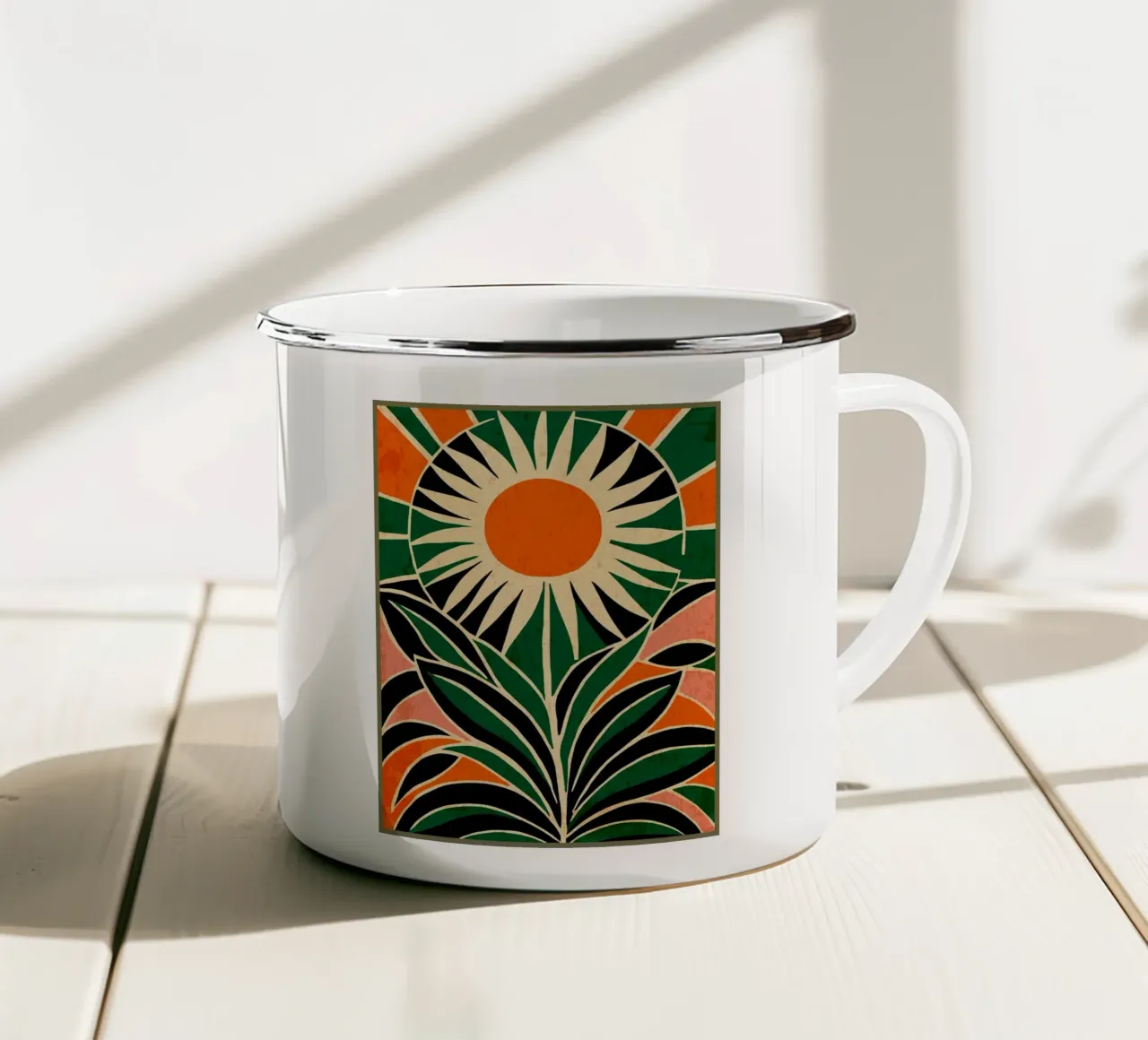 Girasole colorato retrò tazza in smalto da Andrew S Morrison