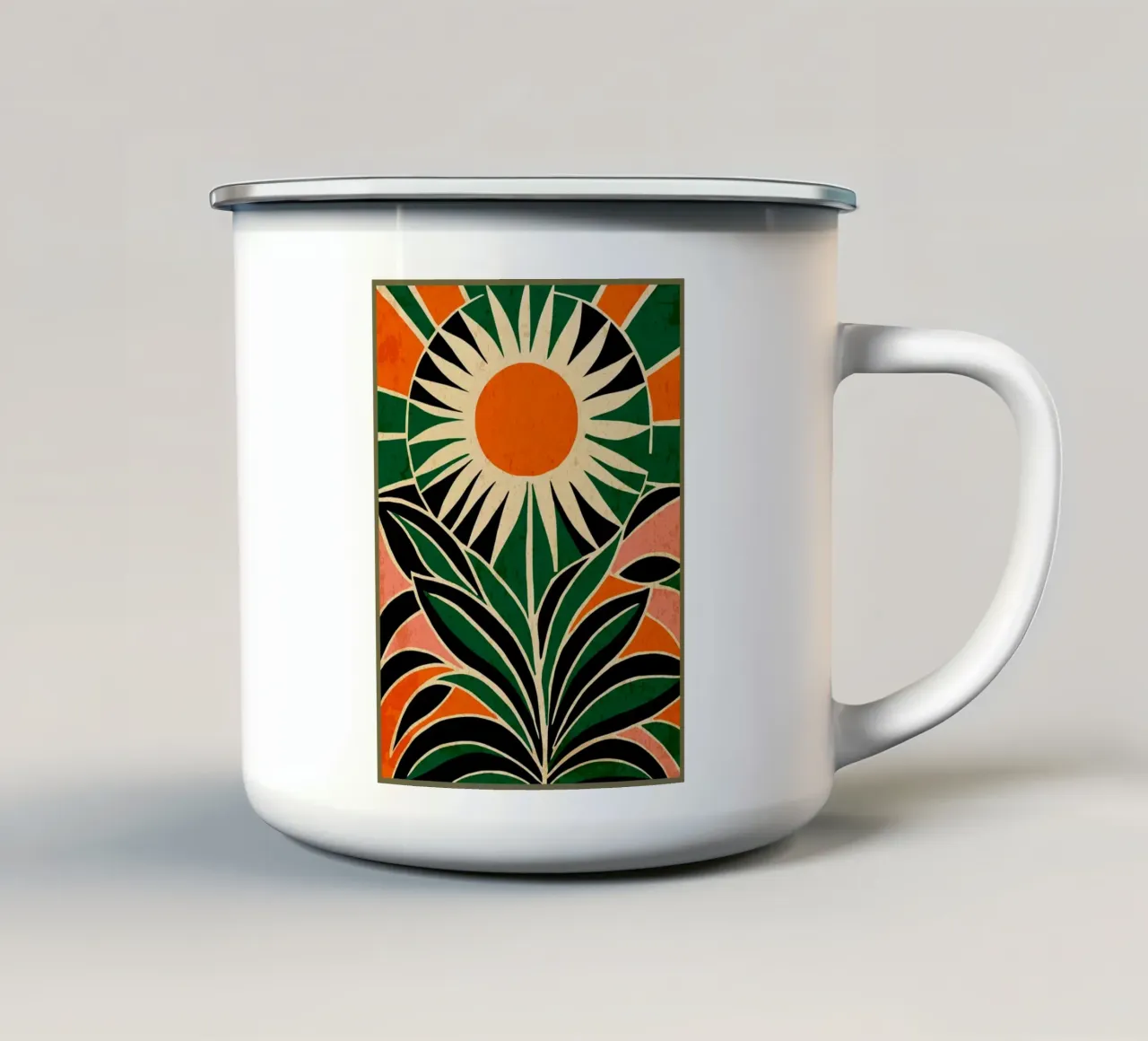 Girasole colorato retrò tazza in smalto da Andrew S Morrison