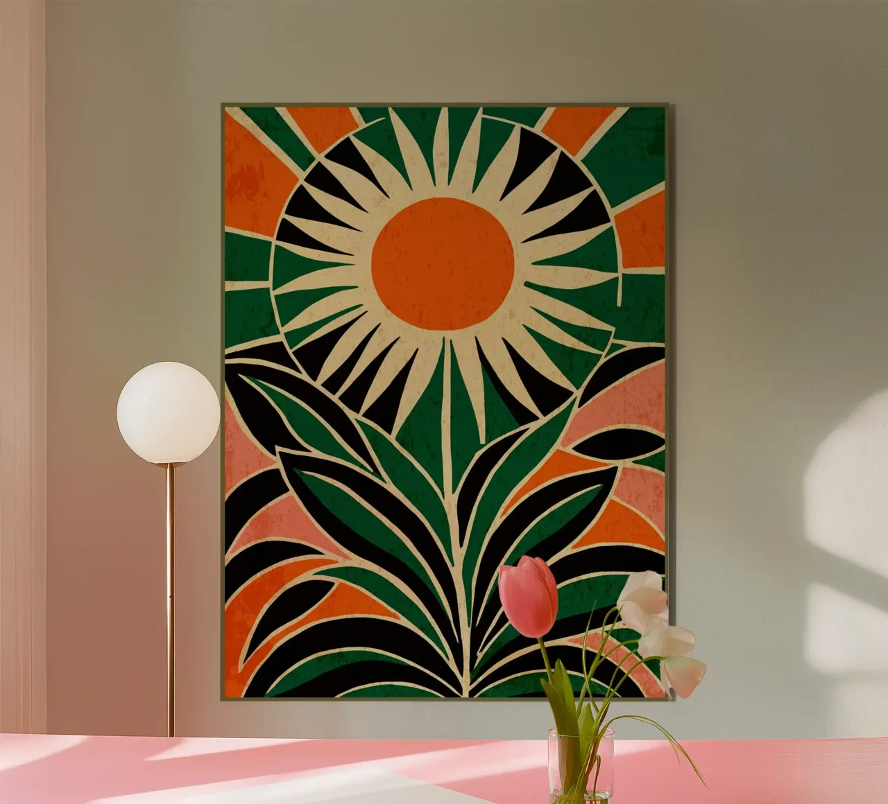 Girasole colorato retrò alluminio dibond da Andrew S Morrison
