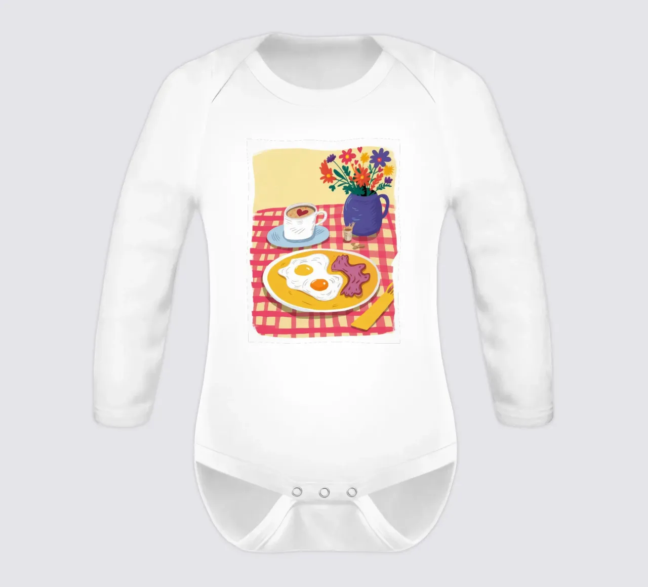 Checkered SunnySide Up long-sleeve baby romper by Prism Ritual