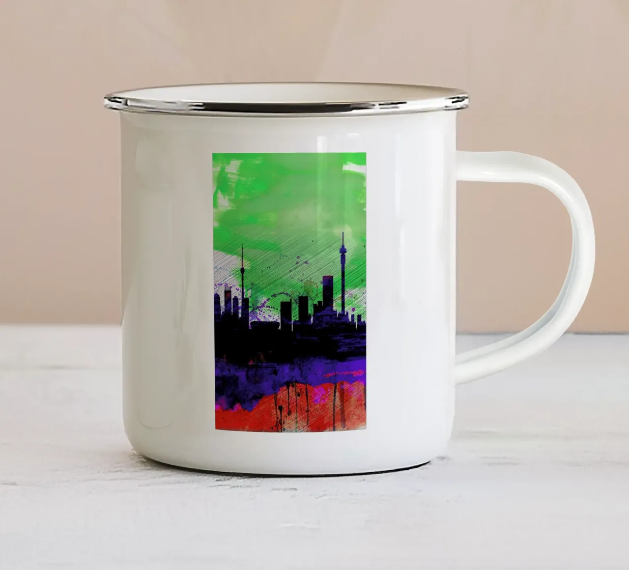 Johannesburg Watercolor Skyline tazza in smalto da Naxart