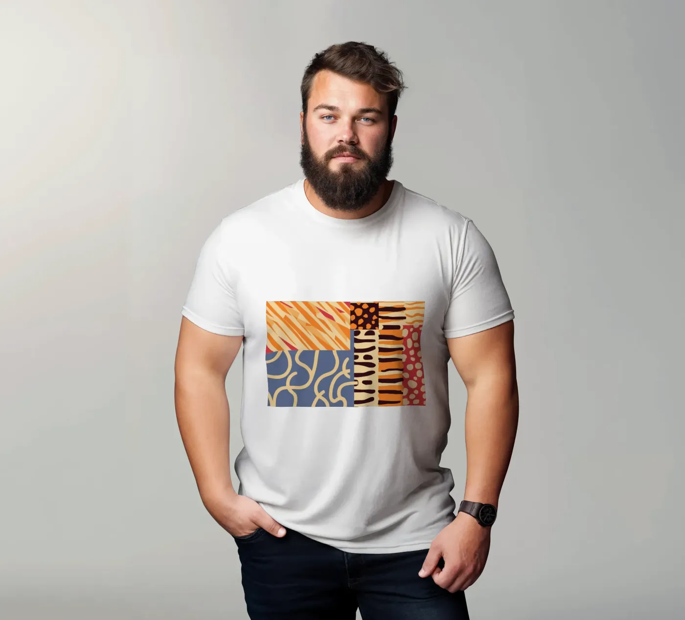 Gestructureerd patchwork harmonie t-shirt van Veil Maya