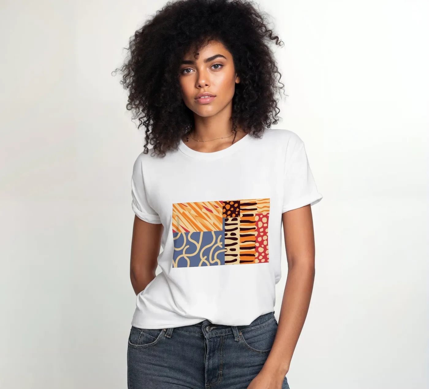 Gestructureerd patchwork harmonie dames t-shirt getailleerd van Veil Maya