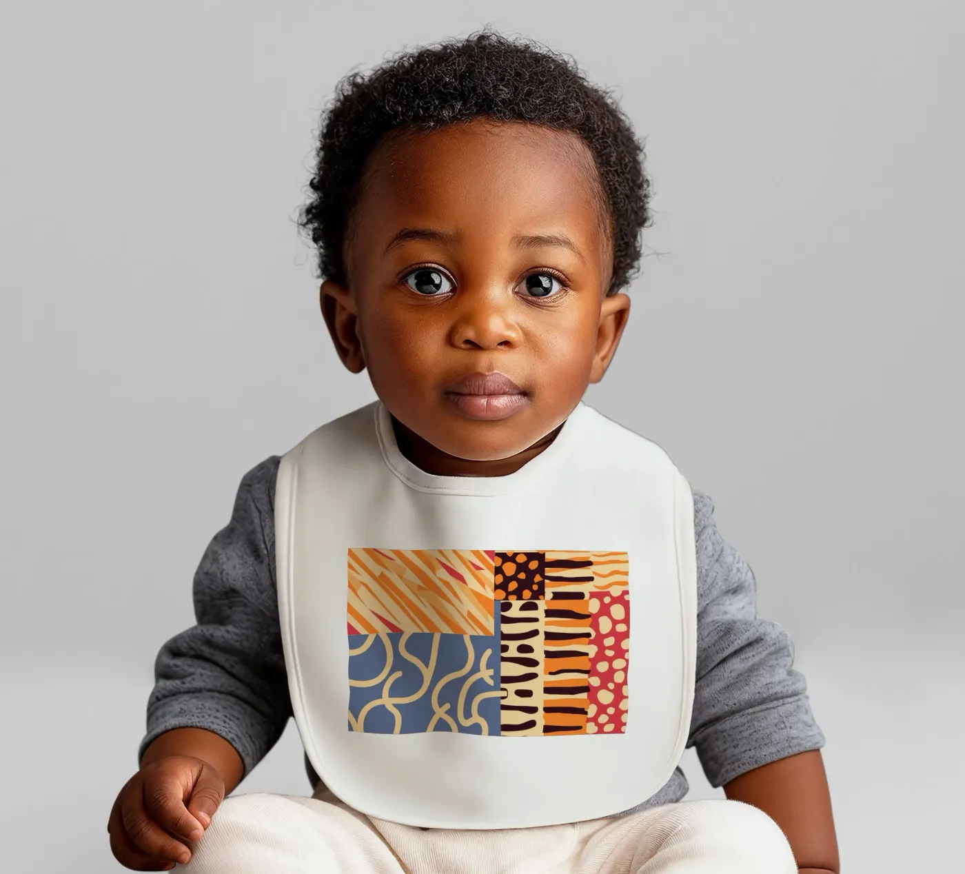 Textured Patchwork Harmony baby bib by Veil Maya