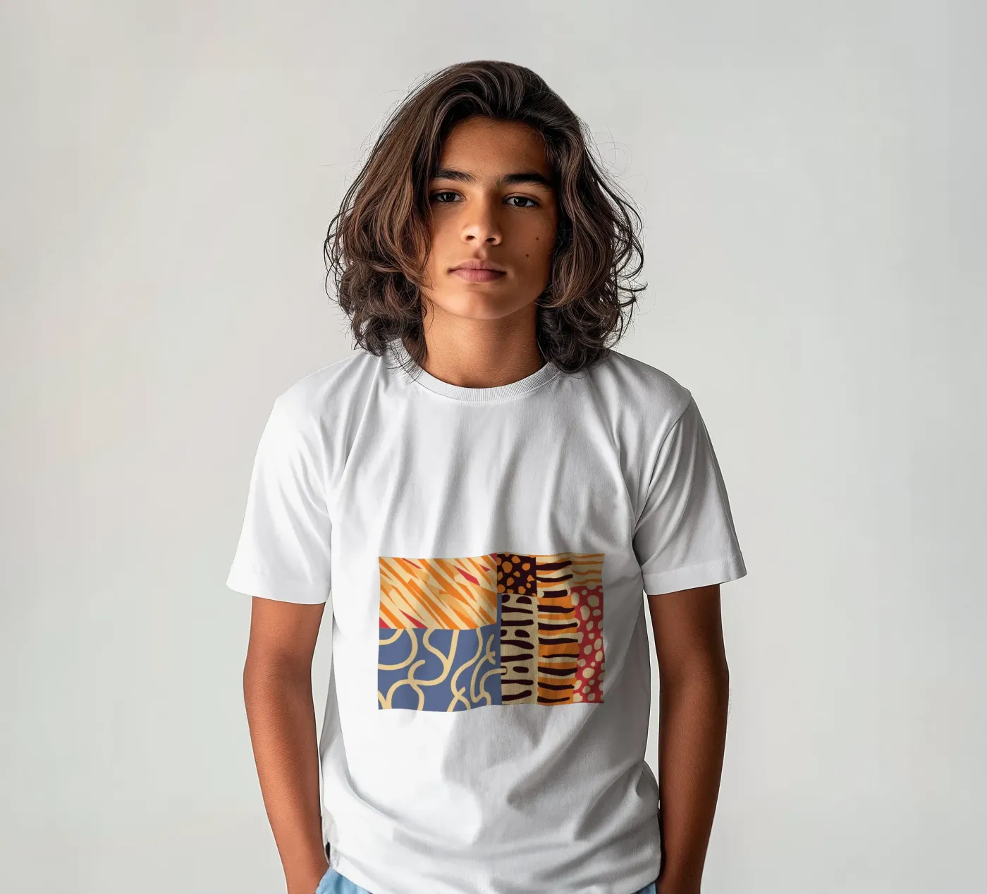 Gestructureerd patchwork harmonie kinder t-shirt van Veil Maya