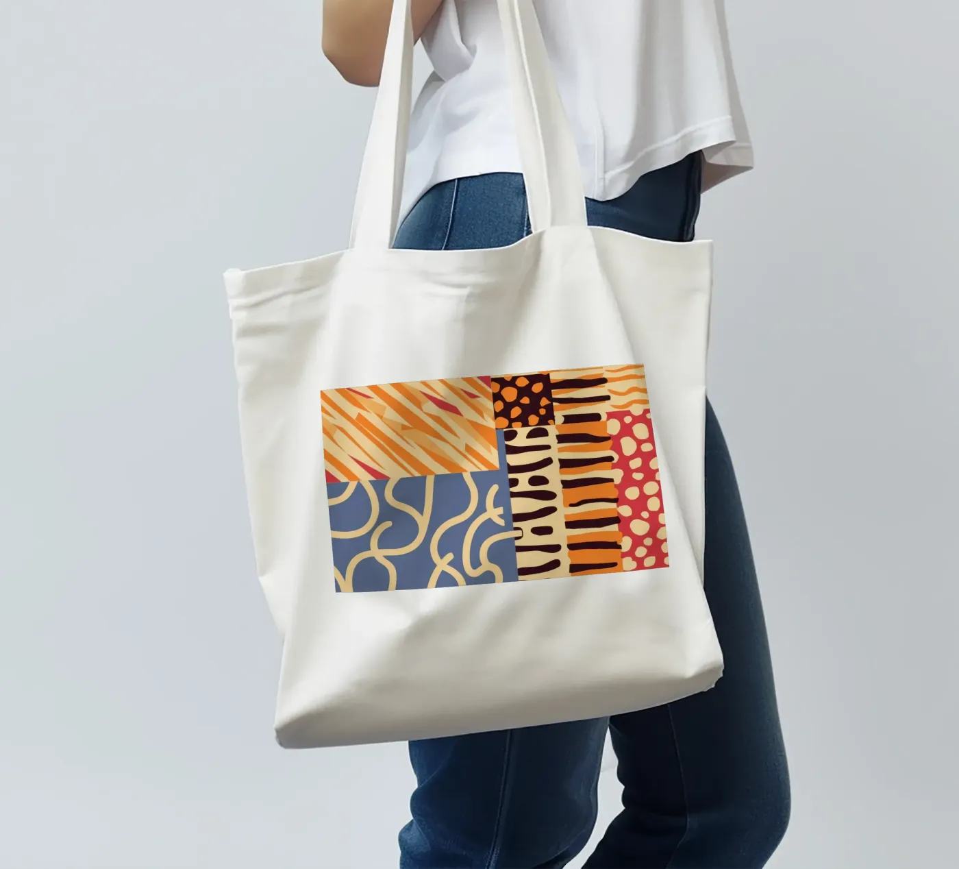 Textured Patchwork Harmony tote bag by Veil Maya
