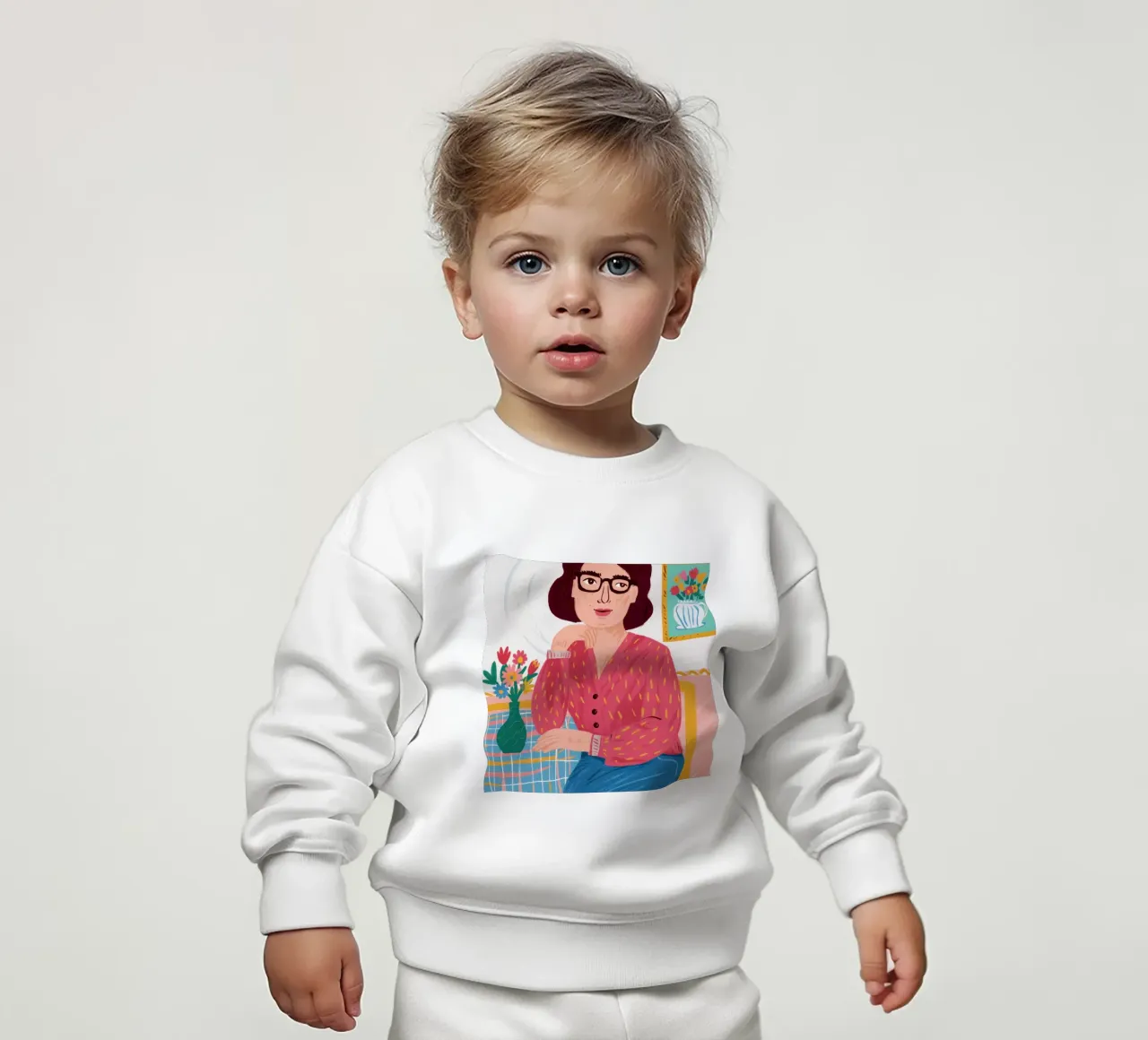 Rincón del lector con estilo sudadera de bebé de Veil Maya