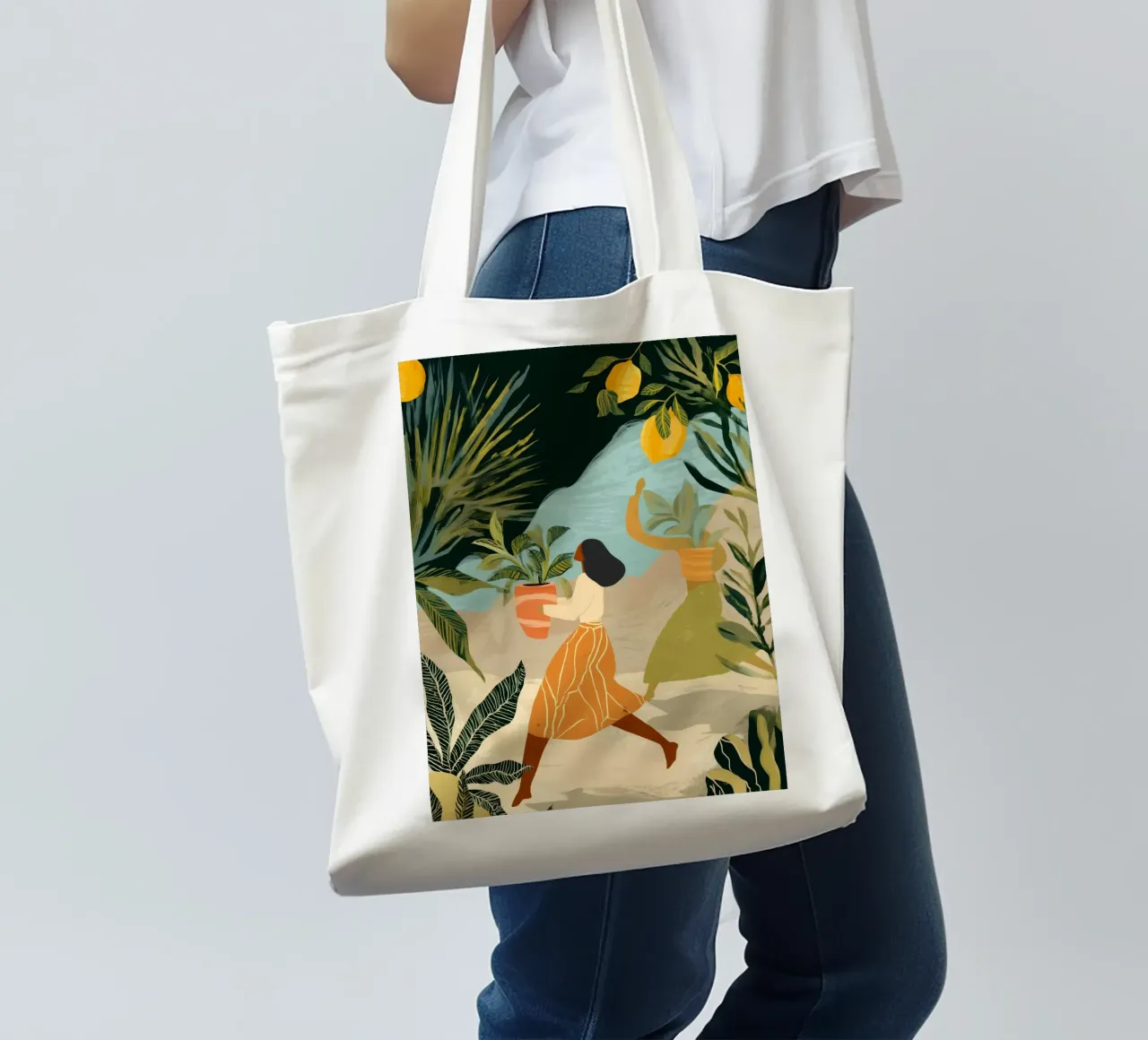 Lemon Garden I borsa in juta da Clara August