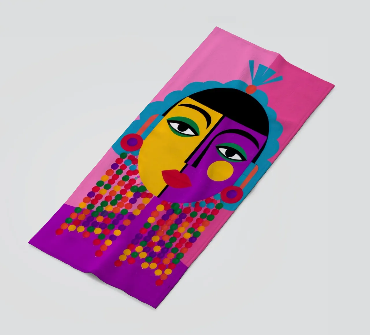 Cubist Divinity beach towel by Flock Reverie