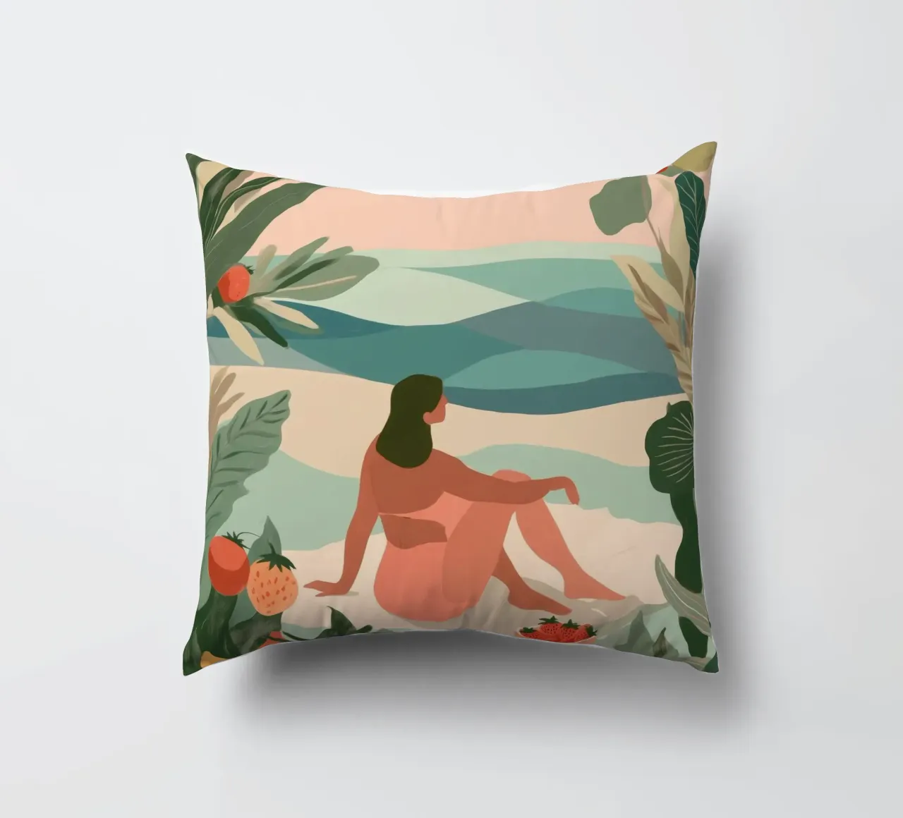Strawberries by the Sea decorative cushion by Clara August