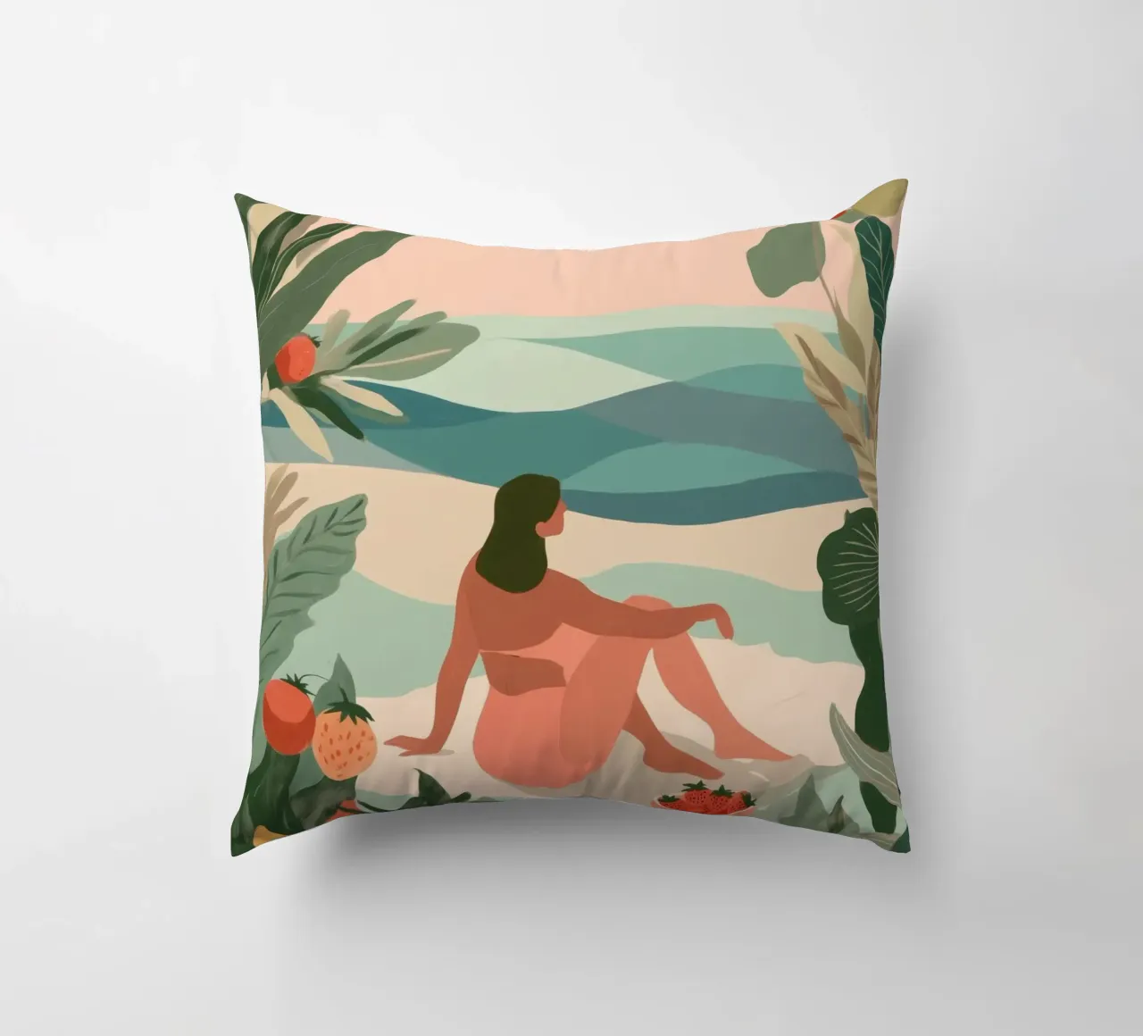 Strawberries by the Sea decorative cushion by Clara August