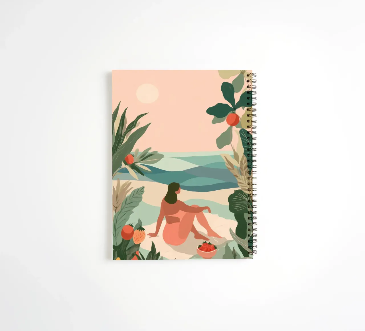 Strawberries by the Sea spiral notebook by Clara August