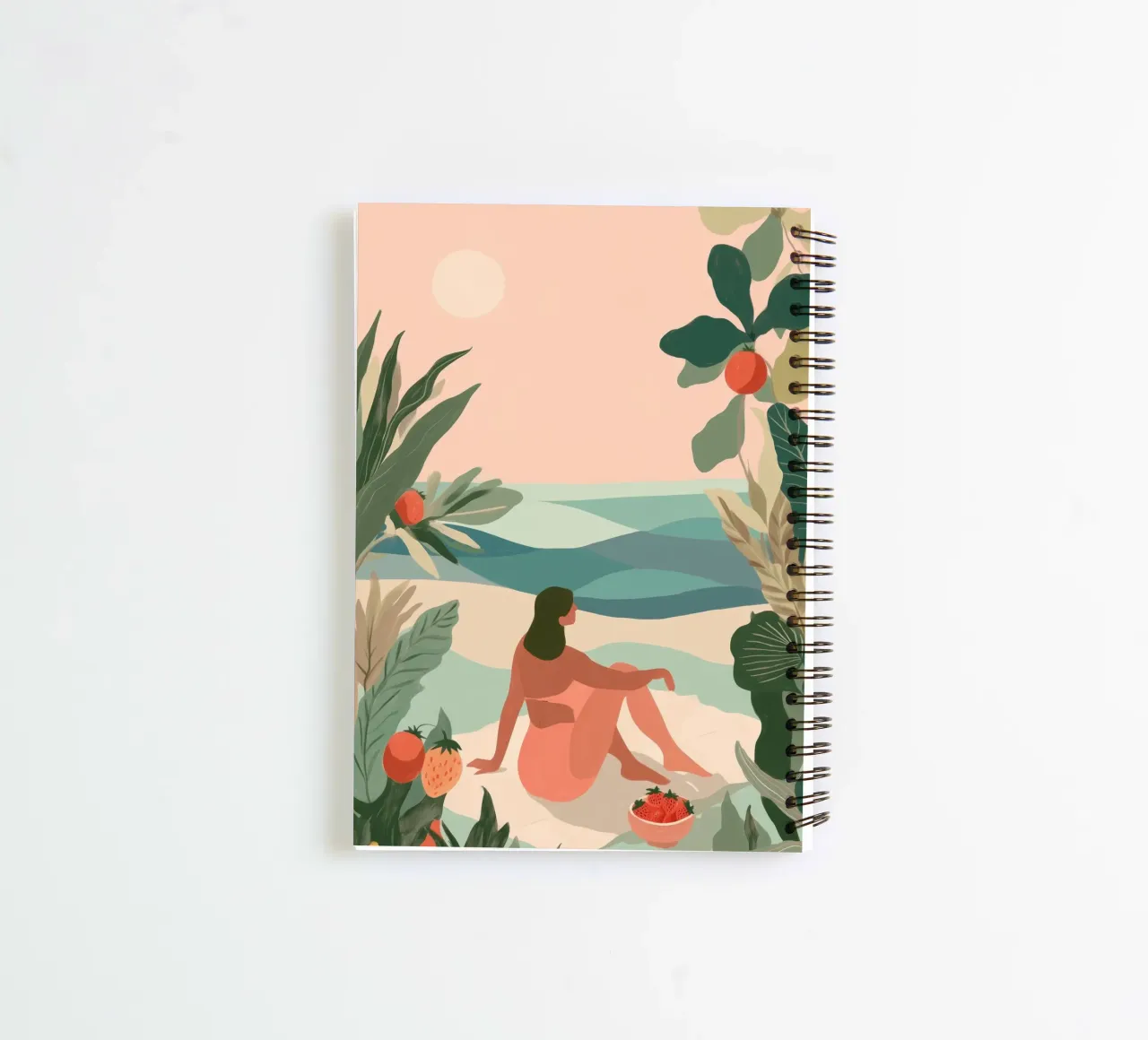 Strawberries by the Sea spiral notebook by Clara August