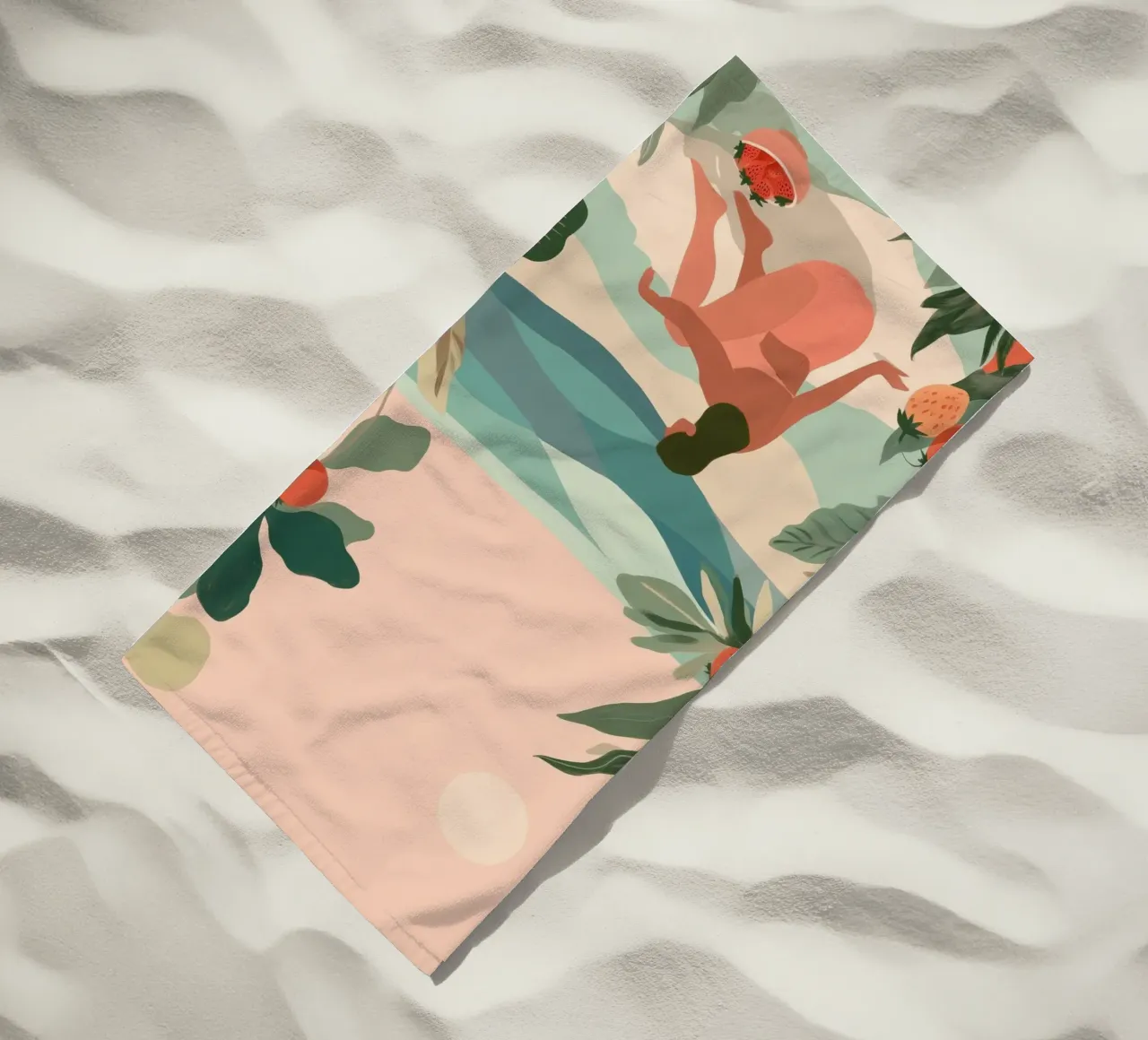 Strawberries by the Sea beach towel by Clara August