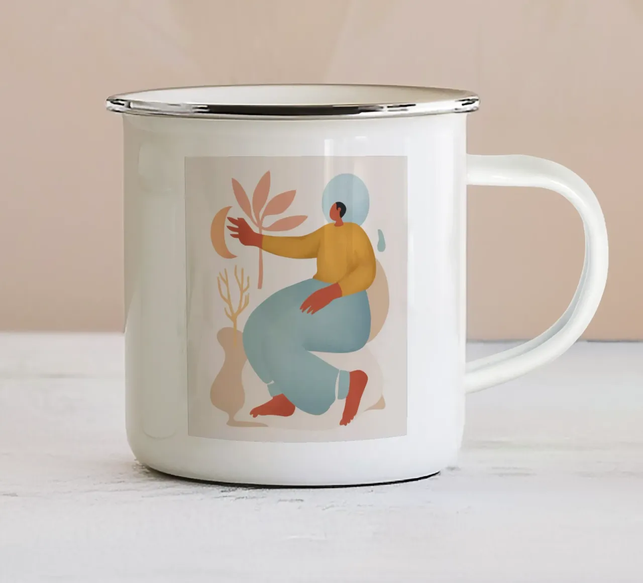 Abbraccio di forme serene tazza in smalto da Veil Maya