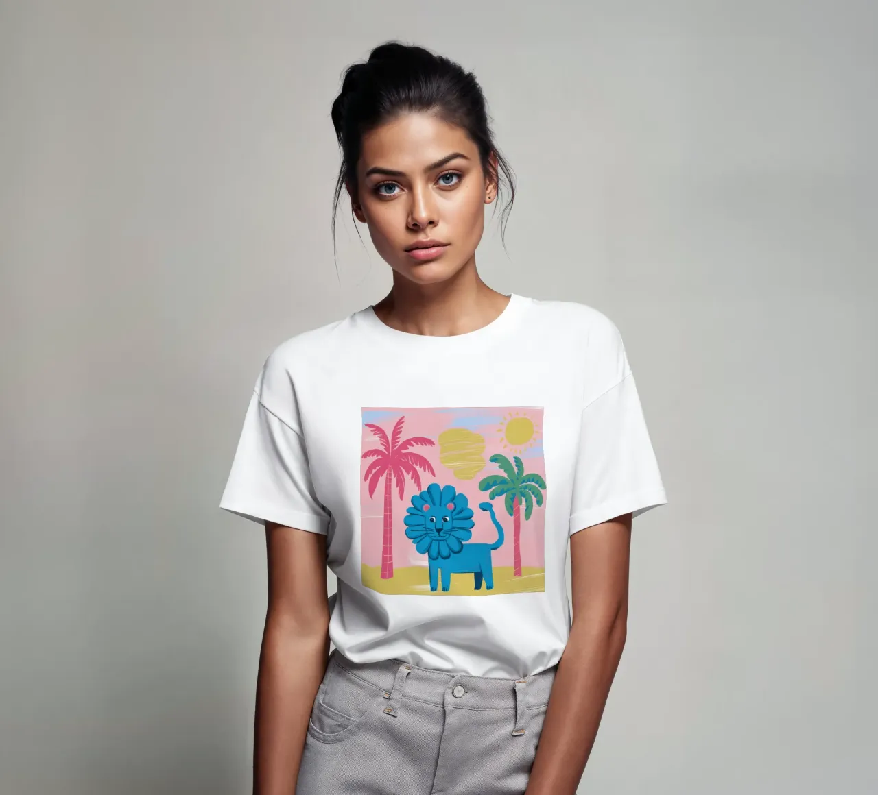 Whimsical Cerulean Lion t-shirt by Flock Reverie