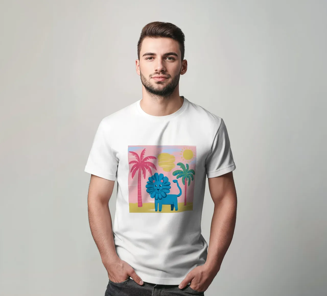 Whimsical Cerulean Lion t-shirt by Flock Reverie