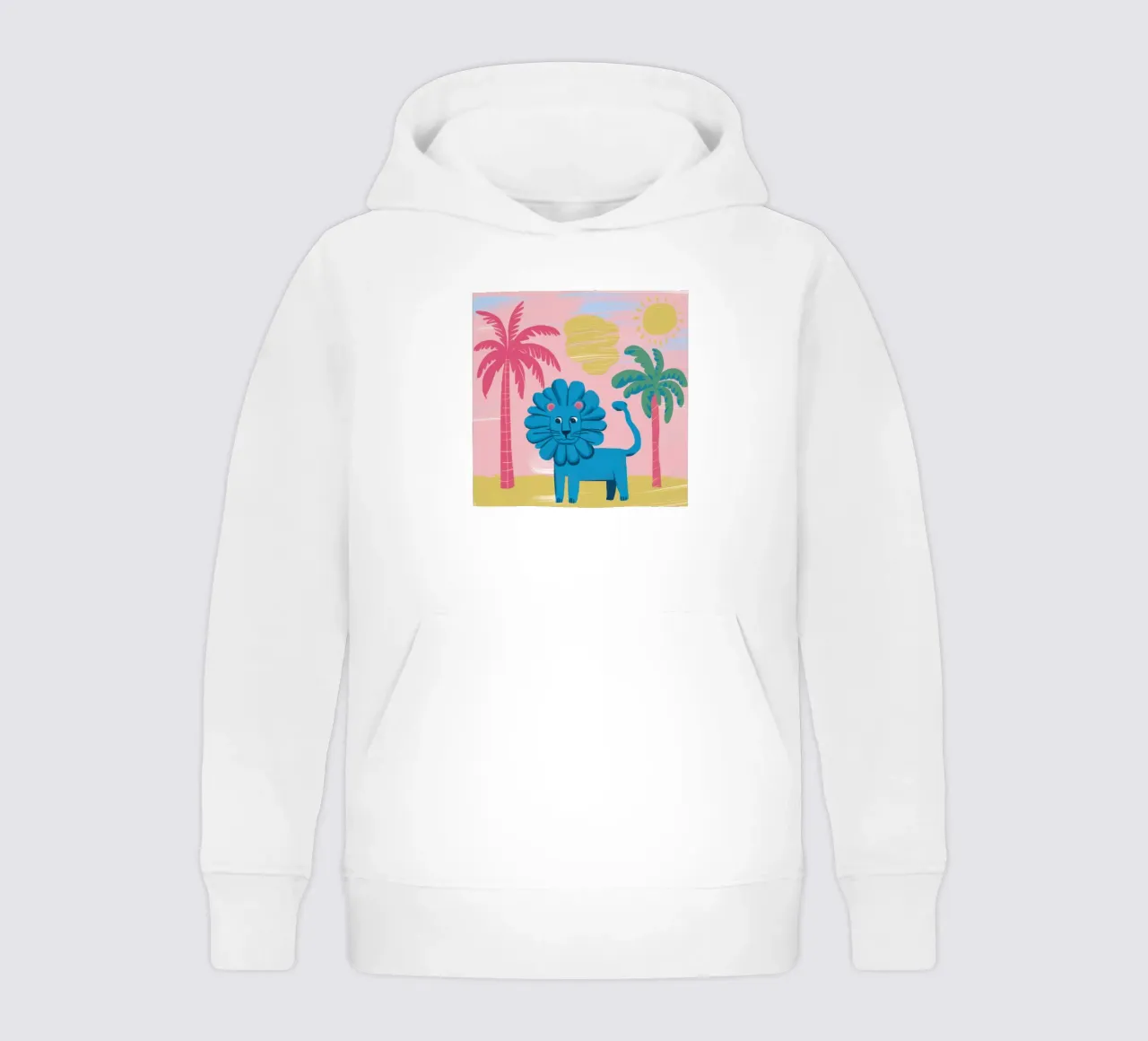 Whimsical Cerulean Lion kids hoodie by Flock Reverie