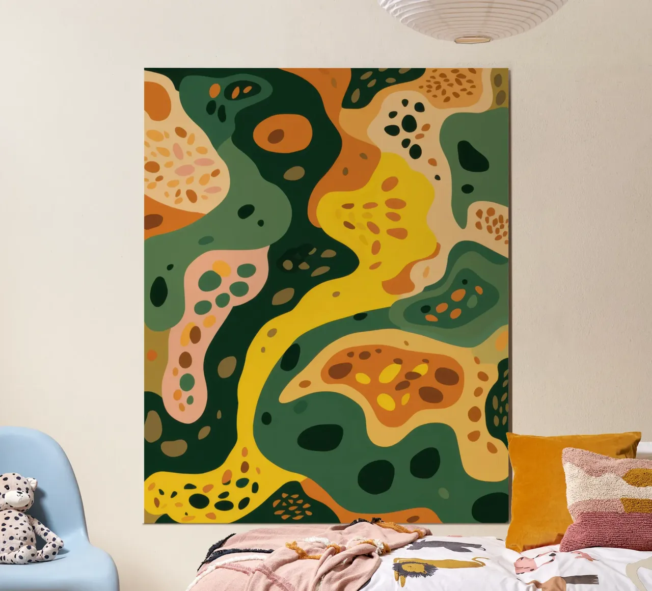 Fiume astratto della vita poster con telaio in legno da Flock Reverie
