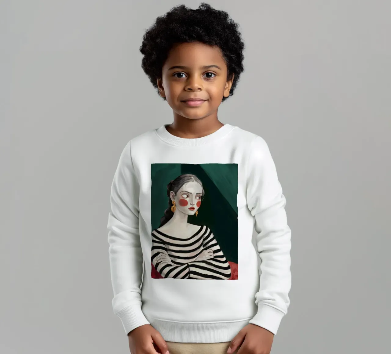 Contemplazione sul maglione a righe felpa bambino da Veil Maya