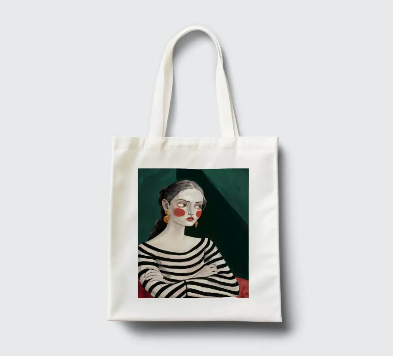 Contemplazione sul maglione a righe borsa in juta da Veil Maya