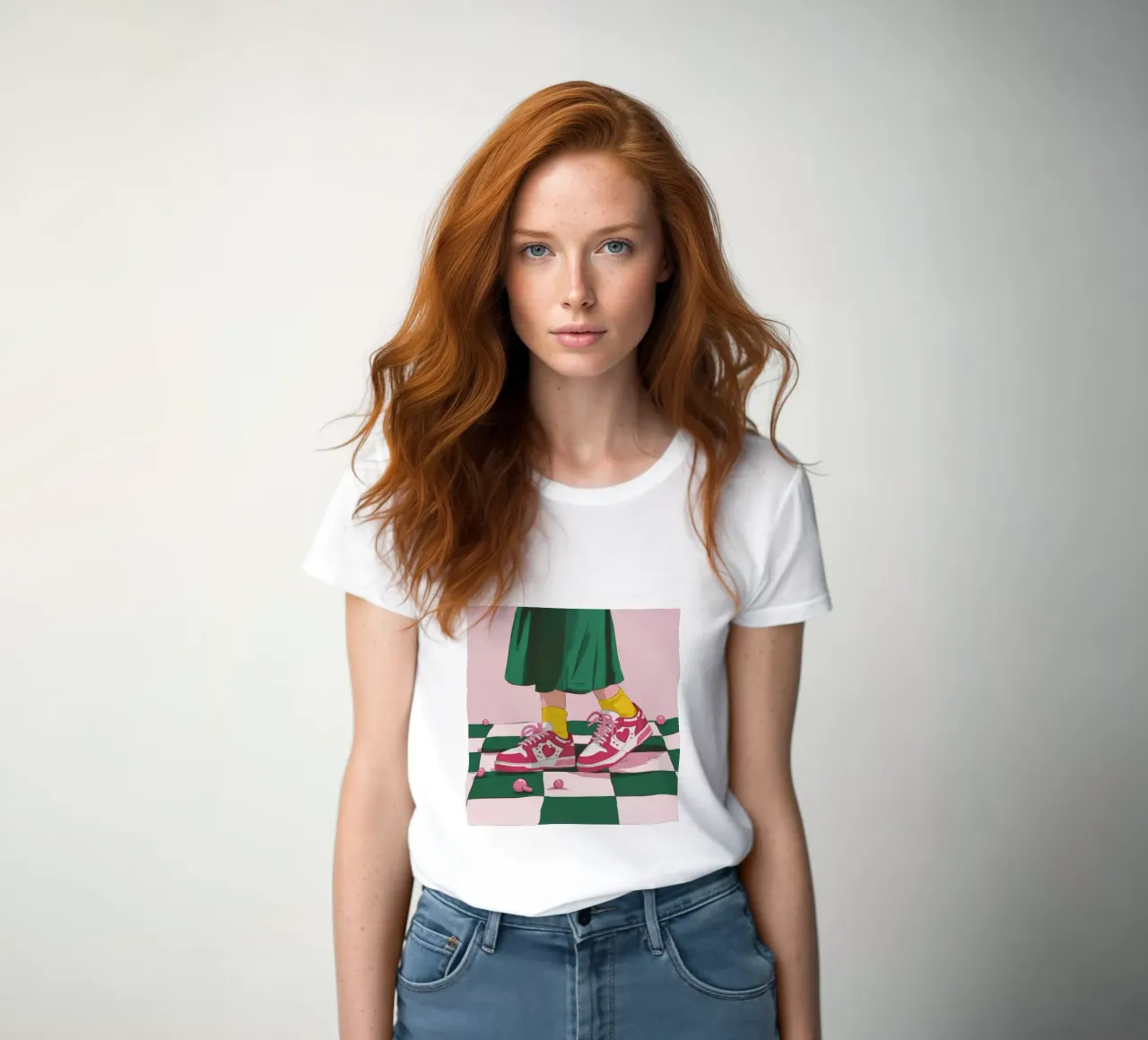 Checkered Floor Fashion women's fitted t-shirt by Flock Reverie