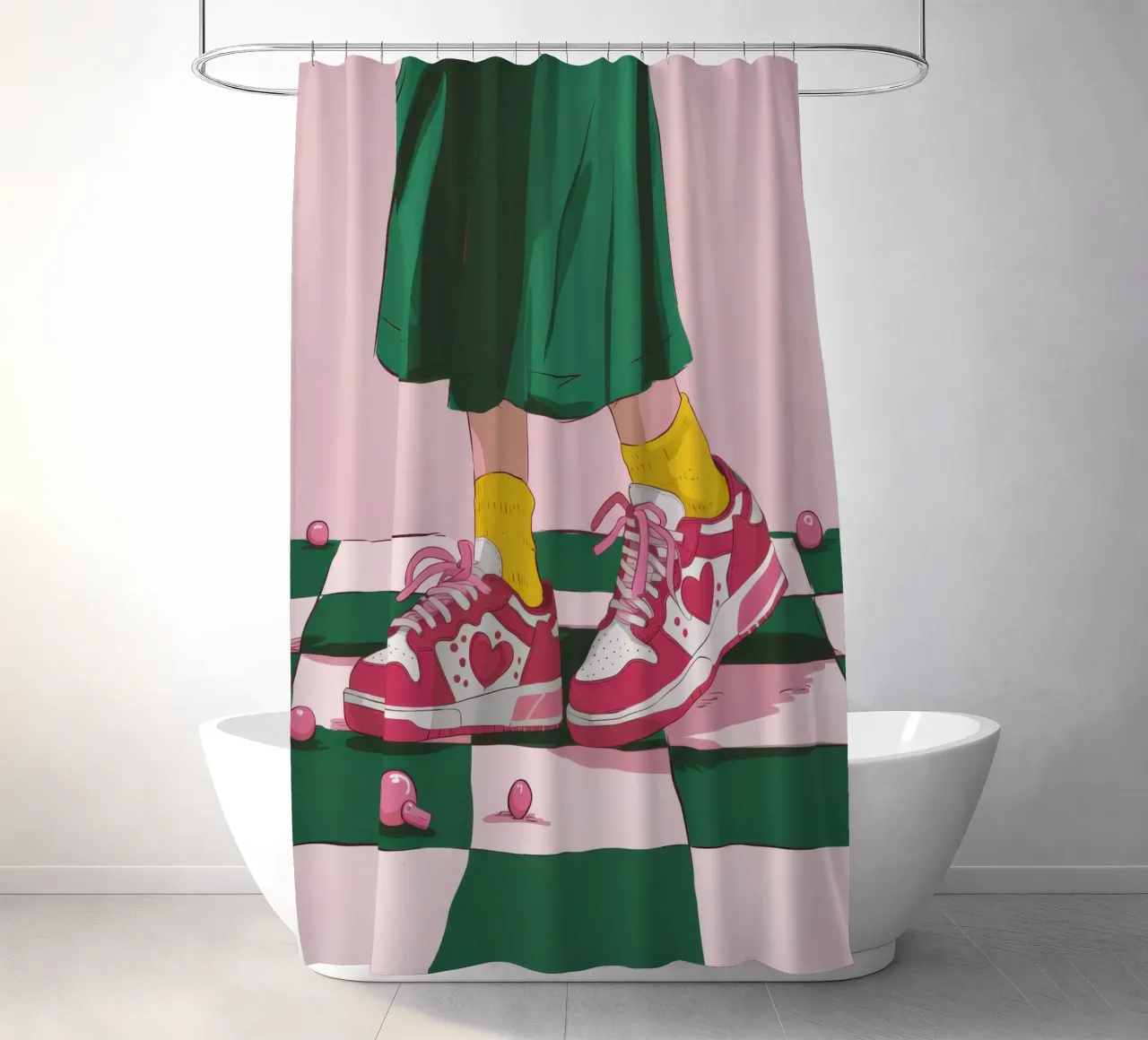 Moda pavimento a scacchi tenda da doccia da Flock Reverie