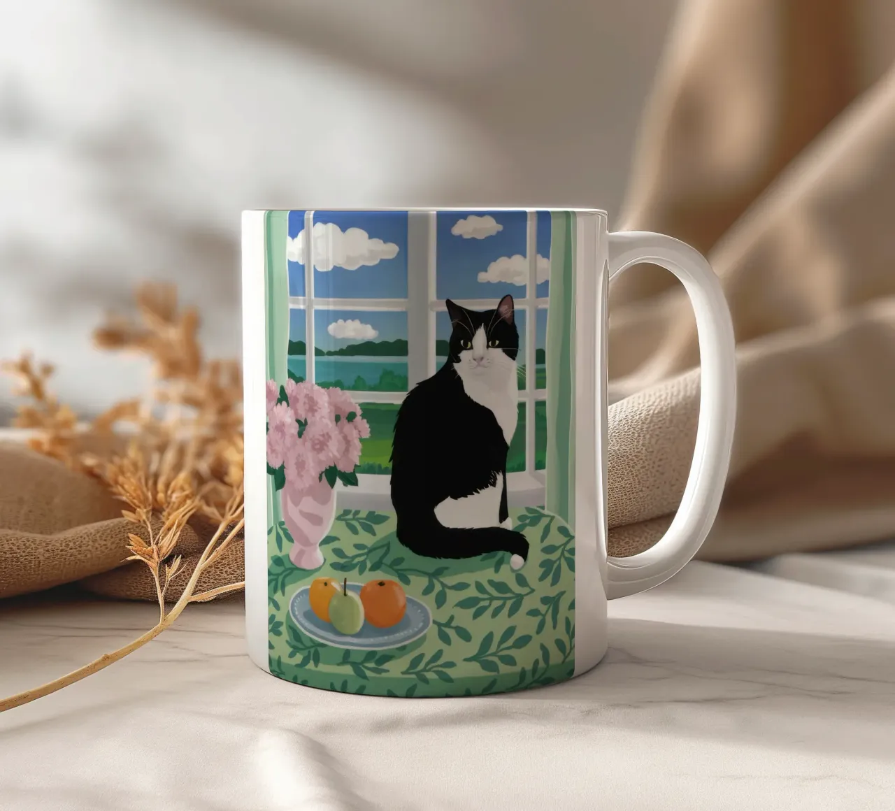 Feline Window Watcher Keramik Tasse von Veil Maya
