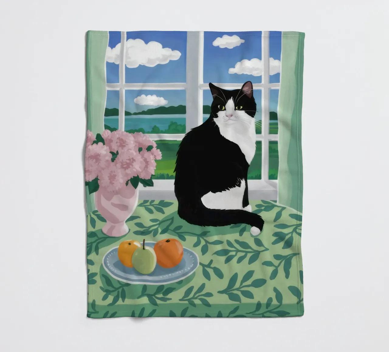 Feline Window Watcher Fleecedecke von Veil Maya
