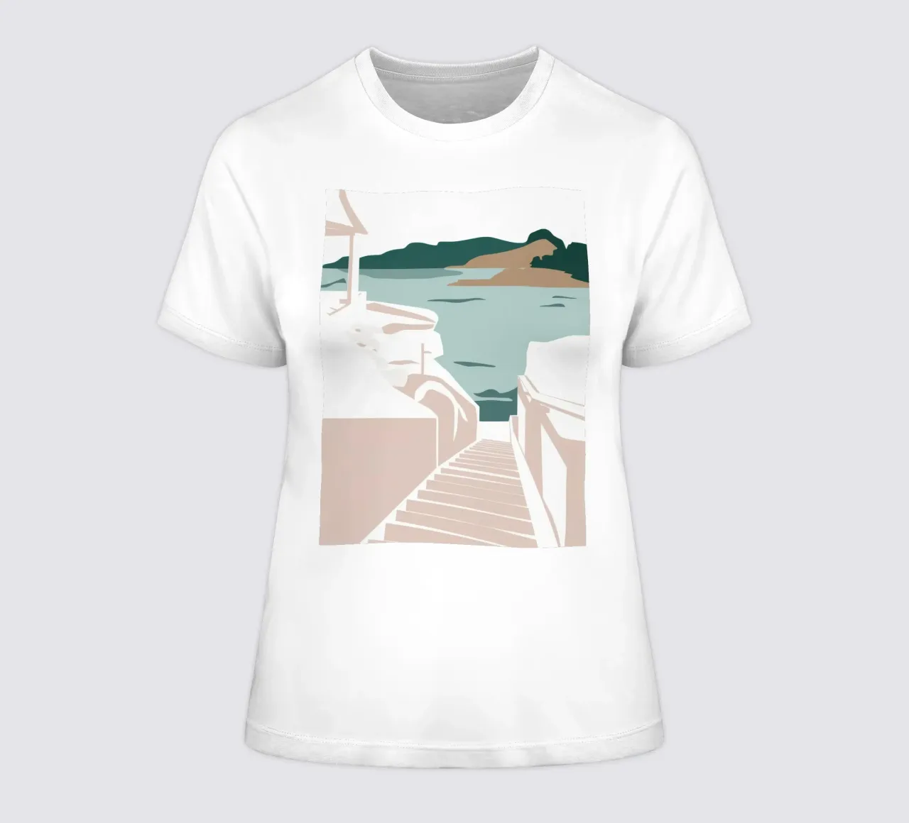 Stepping into the Sea women's fitted t-shirt by Veil Maya