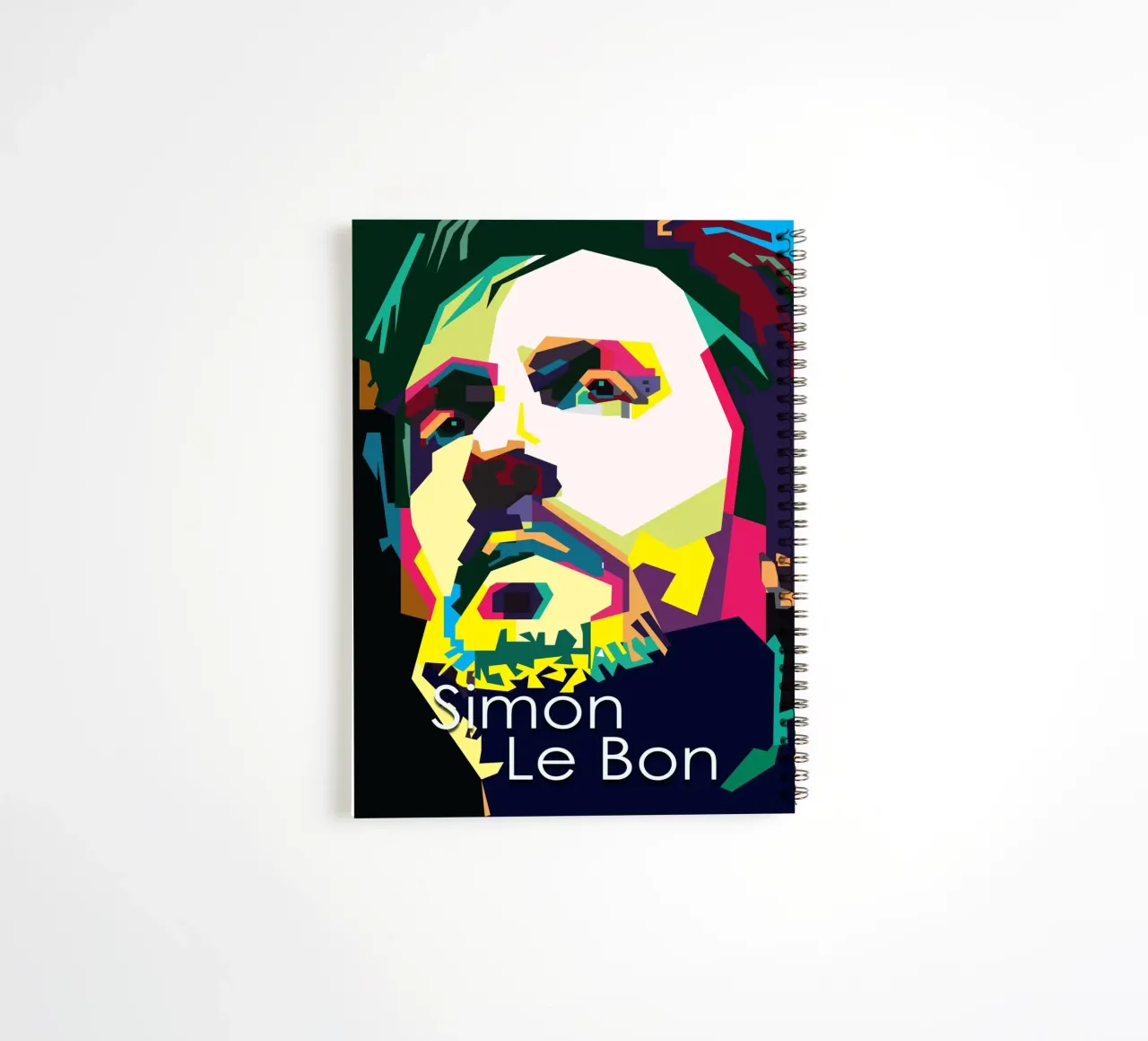 Simon Le Bon Duran Duran British Pop Singer WPAP spiral notebook by Artkreator