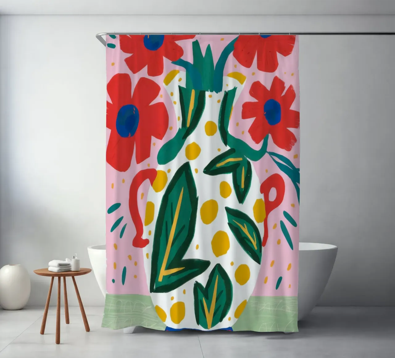 Poppies in a Decorated Vase shower curtain by Flock Reverie