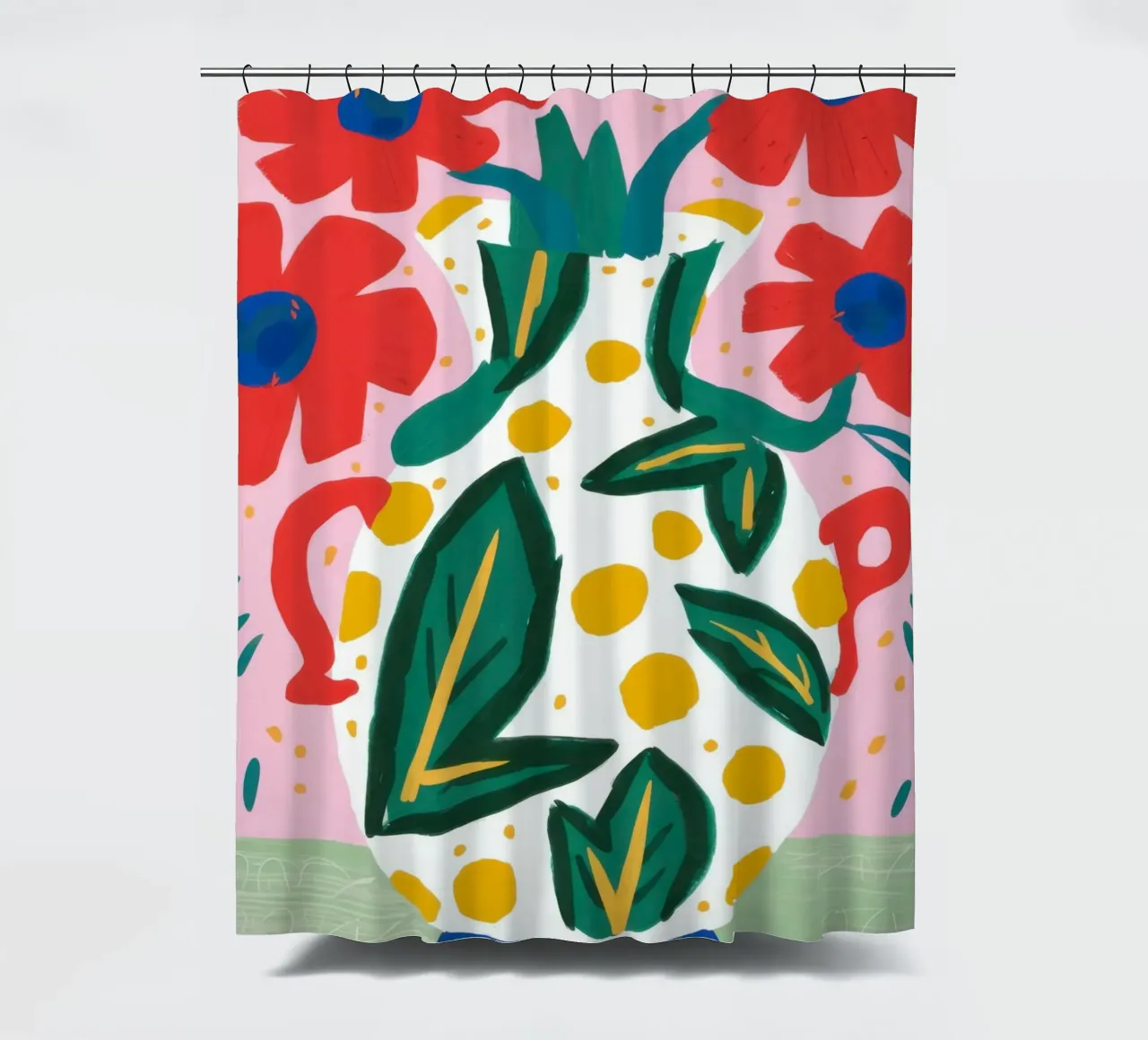 Poppies in a Decorated Vase shower curtain by Flock Reverie