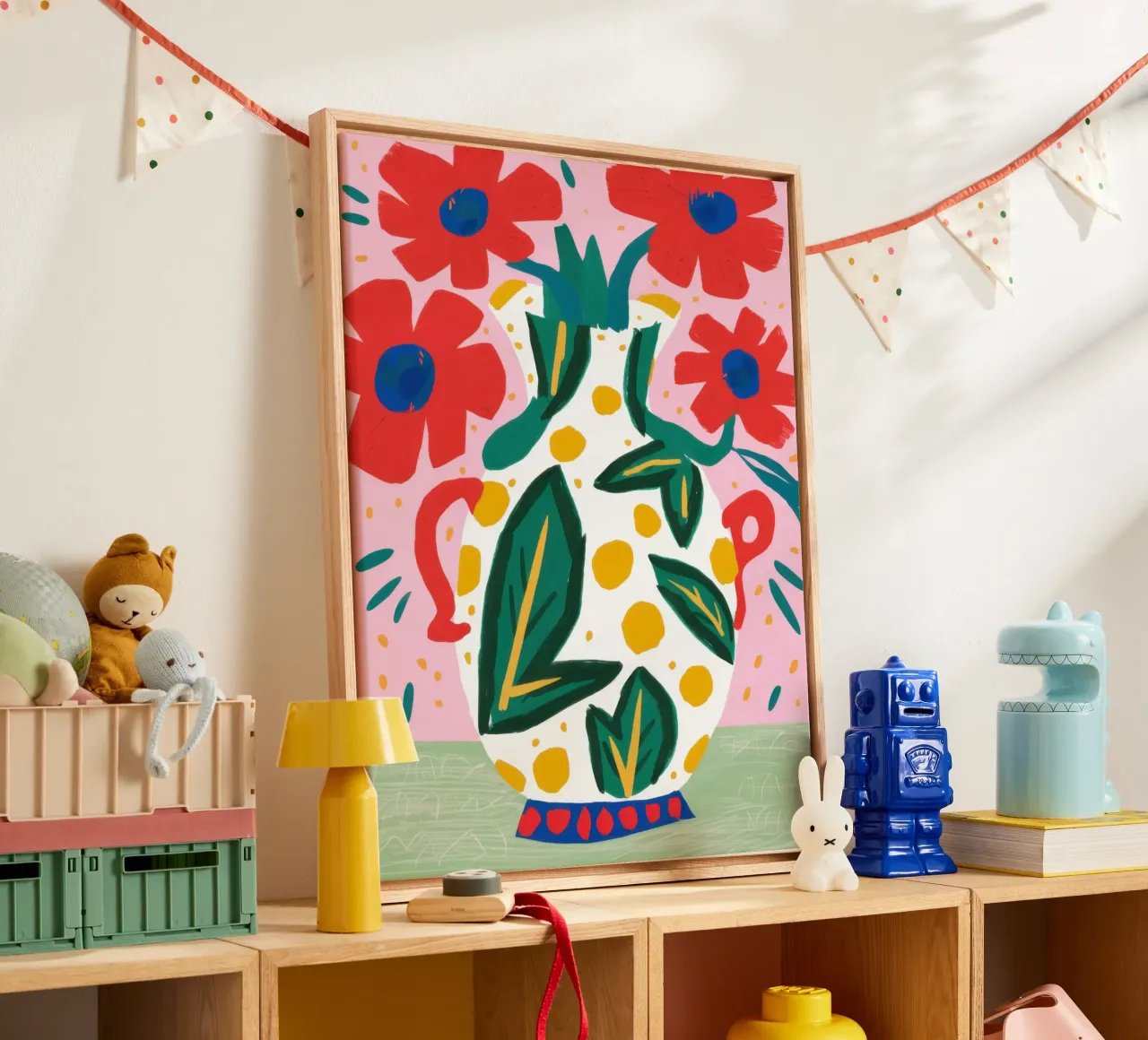Mohnblumen in einer verzierten Vase Leinwand von Flock Reverie