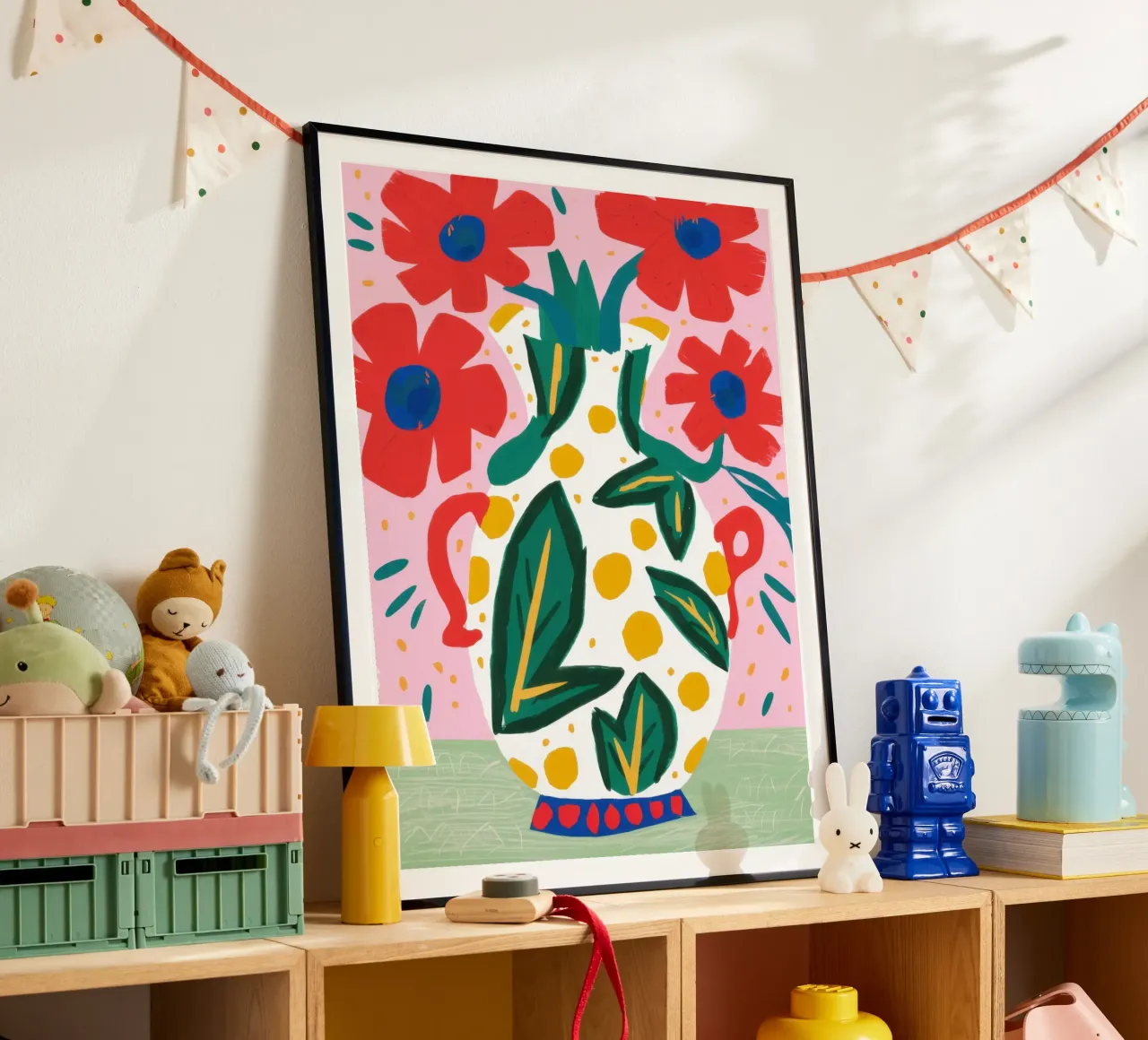 Mohnblumen in einer verzierten Vase Hahnemühle von Flock Reverie